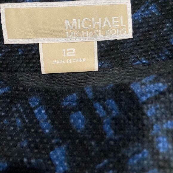 MICHAEL MICHAEL KORS BLUE & BLACK LINEN  DRESS SIZE 12 - Picture 3 of 4